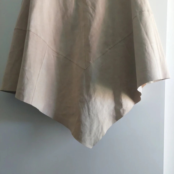 Genuine Leather satin Lined Cape Poncho Beige large Bohemian Neutral Minimalist - Picture 11 of 11